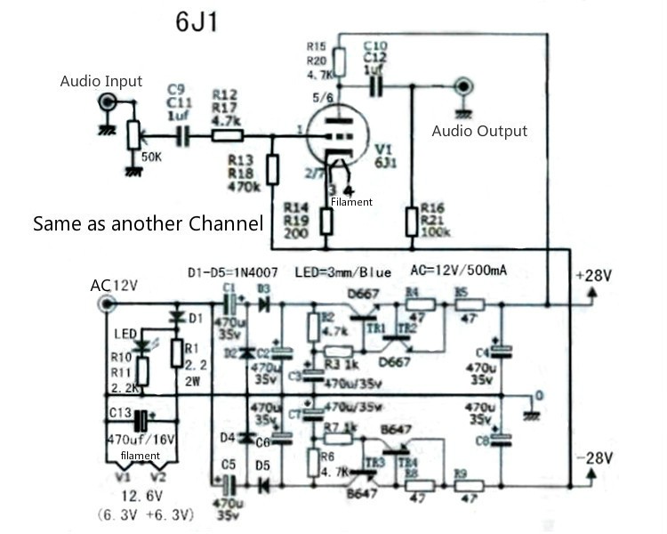 6J1 PreAmp Schematic